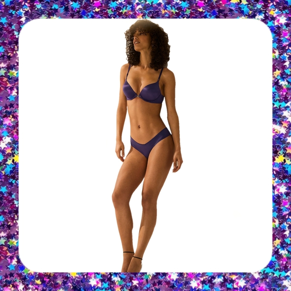 🆕Victorias Secret Bombshell & Tanga Matching Set Valiant Purple 32D/Small - NEW